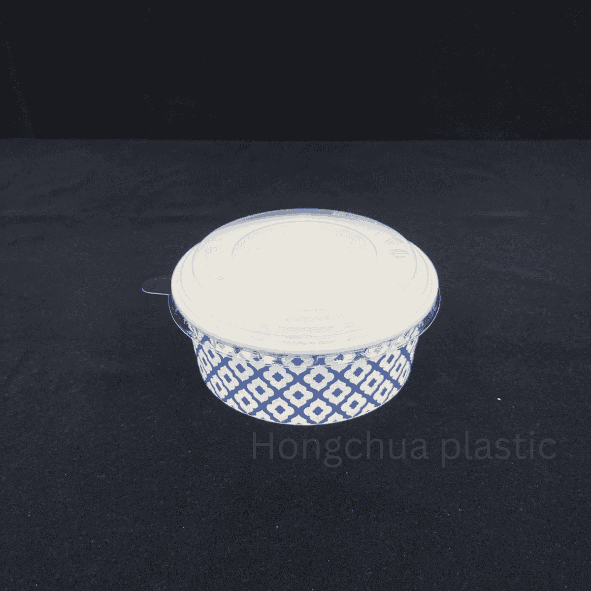 ชามกระดาษลายคราม(พร้อมฝา) สำหรับใส่อาหาร